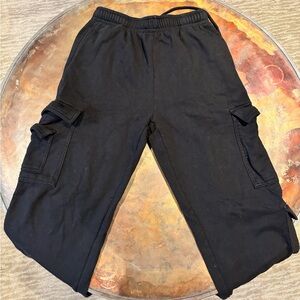 Black Cargo Wideleg Sweatpants
